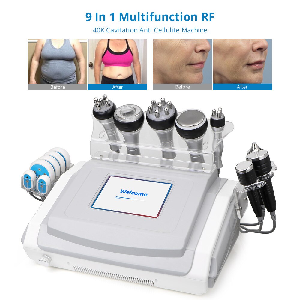 Máquina de belleza y salud corporal con cavitación ultrasónica 9 en 1, radiofrecuencia y vacío RF
