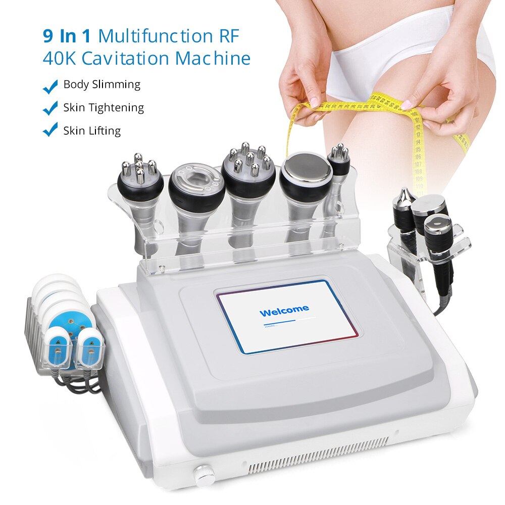 Máquina de belleza y salud corporal con cavitación ultrasónica 9 en 1, radiofrecuencia y vacío RF
