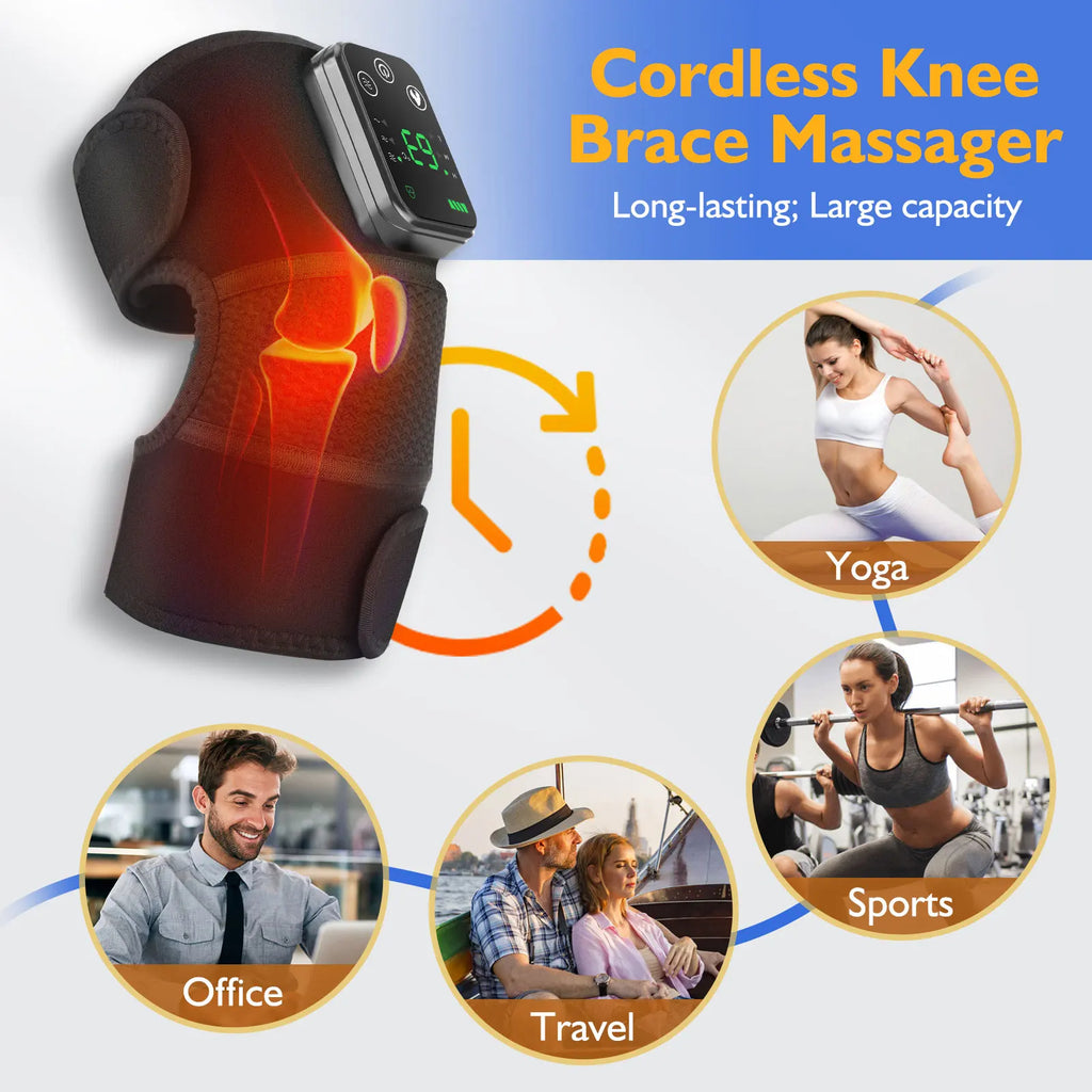 Rechargeable Electric Heating Knee Massager | Thermal Knee Pads