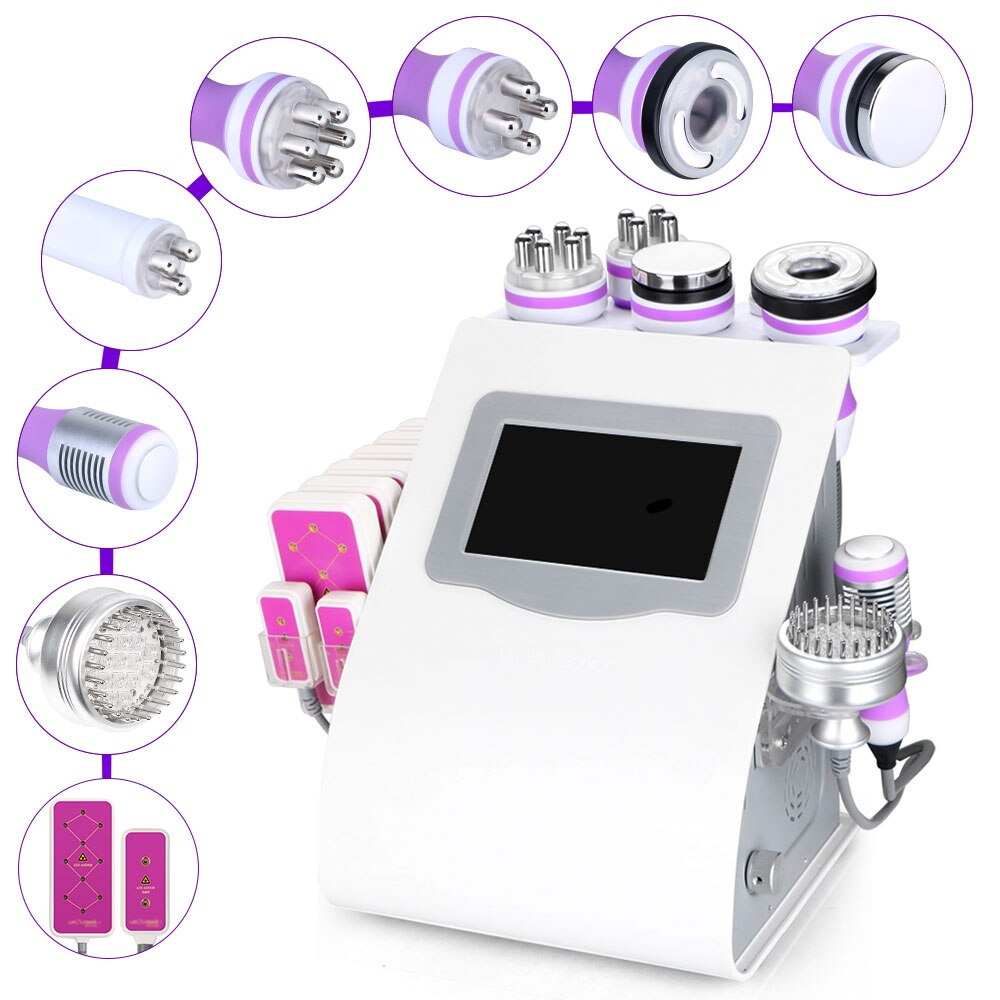 9 In 1 Ultrasound 40K Cavitation Vacuum Therapy Body Suction Slimming Micro-current Skin Care Face Lifting Beauty Machine 6 in 1